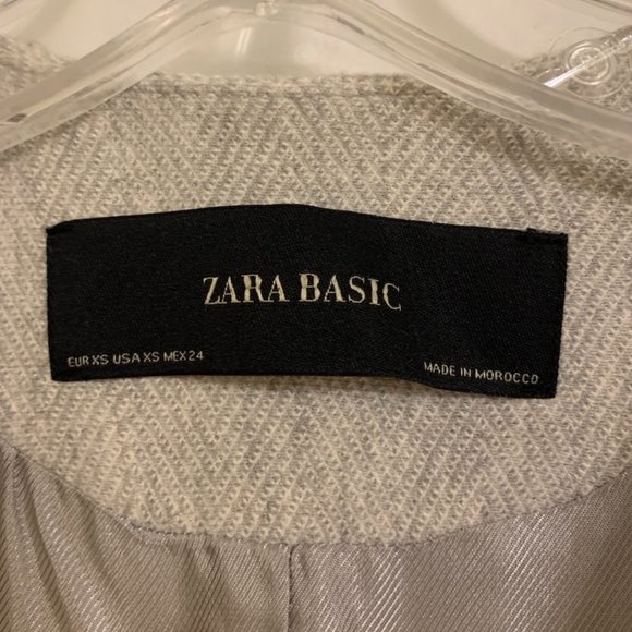 Zara Basic Collection Grey Midi Coat Size XS - Picture 6 of 6